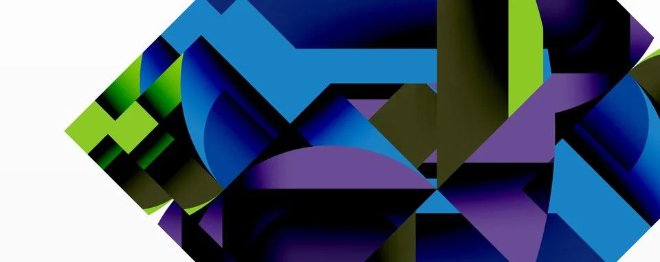 Abstract geometric artwork with interwoven angular and curved shapes, dynamic イラスト素材