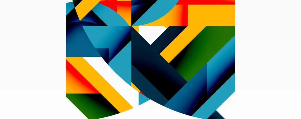 Abstract geometric artwork with interwoven angular and curved shapes, dynamic Illustrazione stock