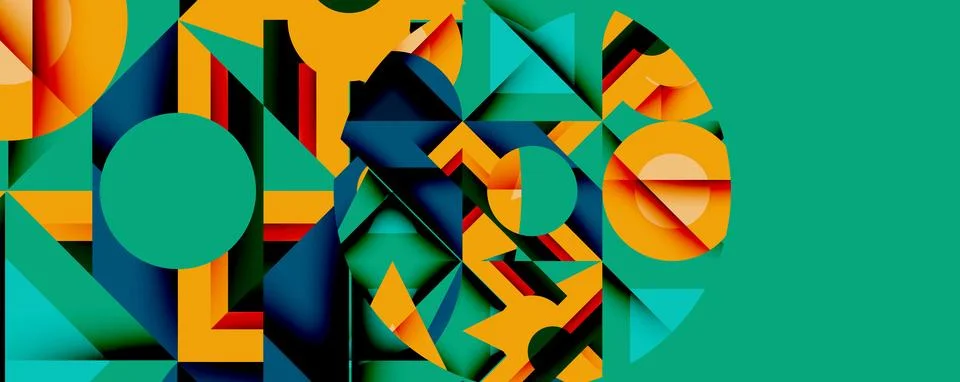 Abstract geometric artwork with interwoven angular and curved shapes, dynamic Illustrazione stock