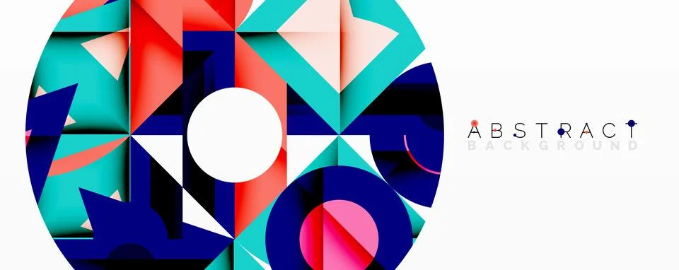 Abstract geometric artwork with interwoven angular and curved shapes, dynamic Stock Illustration