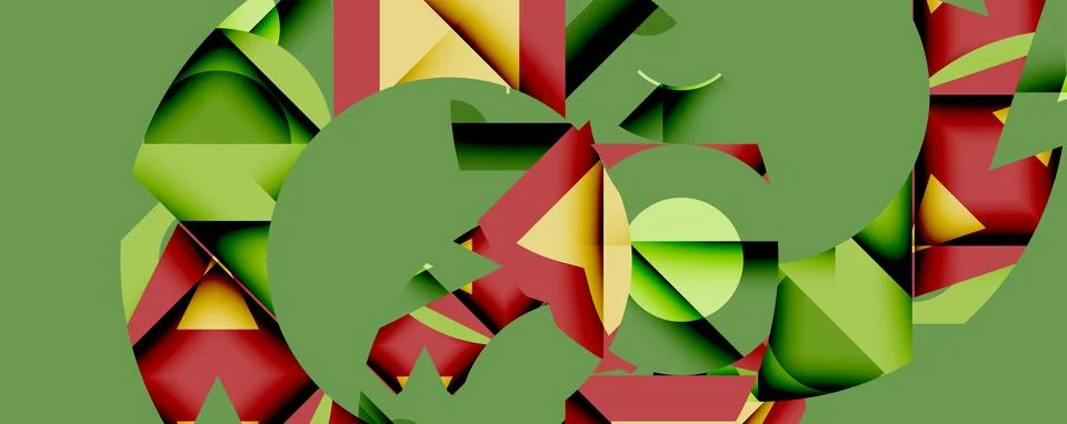 Abstract geometric artwork with interwoven angular and curved shapes, dynamic Stockillustratie