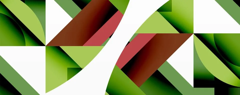 Abstract geometric artwork with interwoven angular and curved shapes, dynamic Stock Illustration