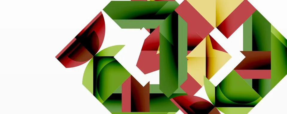 Abstract geometric artwork with interwoven angular and curved shapes, dynamic Stock Illustration