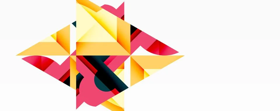 Abstract geometric artwork with interwoven angular and curved shapes, dynamic Stockillustratie