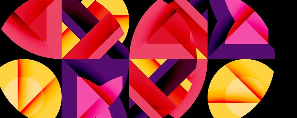 Abstract geometric artwork with interwoven angular and curved shapes, dynamic Illustrazione stock