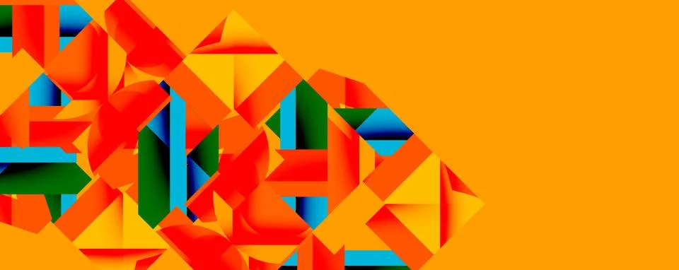 Abstract geometric artwork with interwoven angular and curved shapes, dynamic Stock Illustration