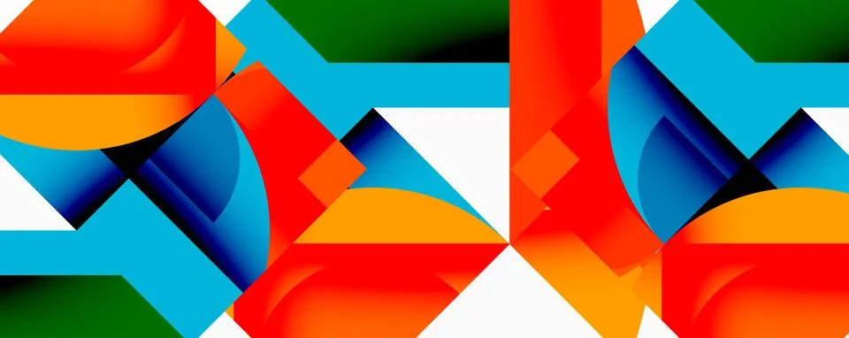 Abstract geometric artwork with interwoven angular and curved shapes, dynamic Stockillustratie