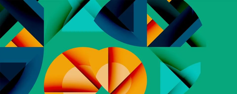 Abstract geometric artwork with interwoven angular and curved shapes, dynamic Illustrazione stock