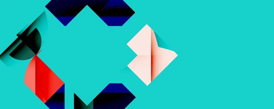 Abstract geometric artwork with interwoven angular and curved shapes, dynamic Illustrazione stock