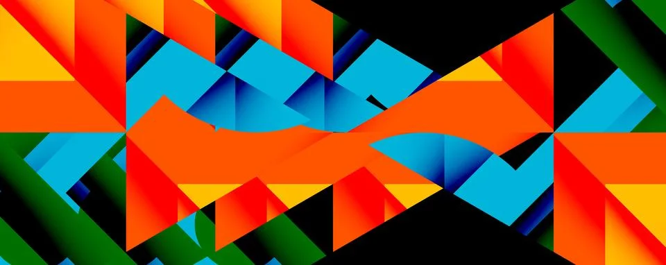 Abstract geometric artwork with interwoven angular and curved shapes, dynamic Stock Illustration