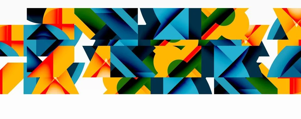 Abstract geometric artwork with interwoven angular and curved shapes, dynamic Ilustração Stock