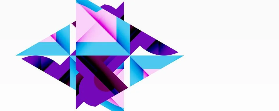 Abstract geometric artwork with interwoven angular and curved shapes, dynamic Stock Illustration