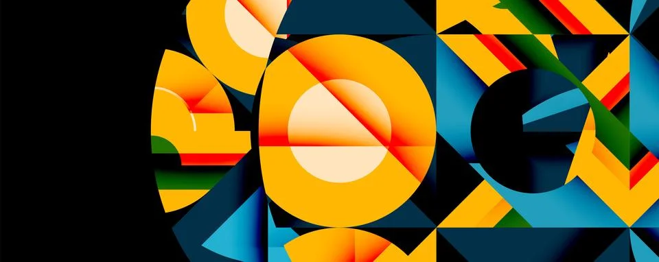 Abstract geometric artwork with interwoven angular and curved shapes, dynamic Illustrazione stock
