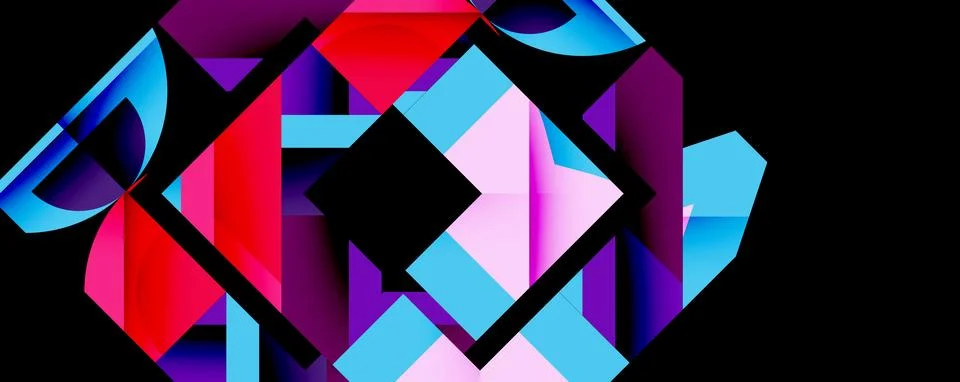 Abstract geometric artwork with interwoven angular and curved shapes, dynamic Ilustração Stock