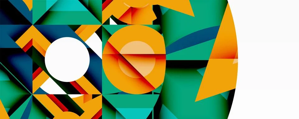 Abstract geometric artwork with interwoven angular and curved shapes, dynamic イラスト素材
