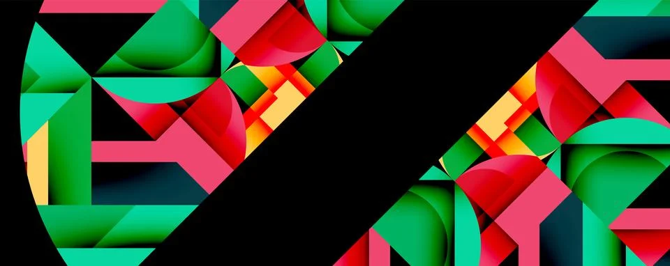 Abstract geometric artwork with interwoven angular and curved shapes, dynamic イラスト素材