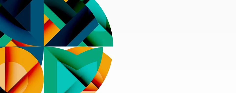 Abstract geometric artwork with interwoven angular and curved shapes, dynamic Stock Illustration