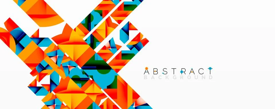 Abstract geometric artwork with interwoven angular and curved shapes, dynamic Stock Illustration
