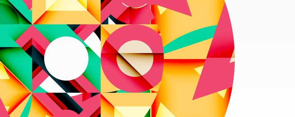 Abstract geometric artwork with interwoven angular and curved shapes, dynamic Stock Illustration