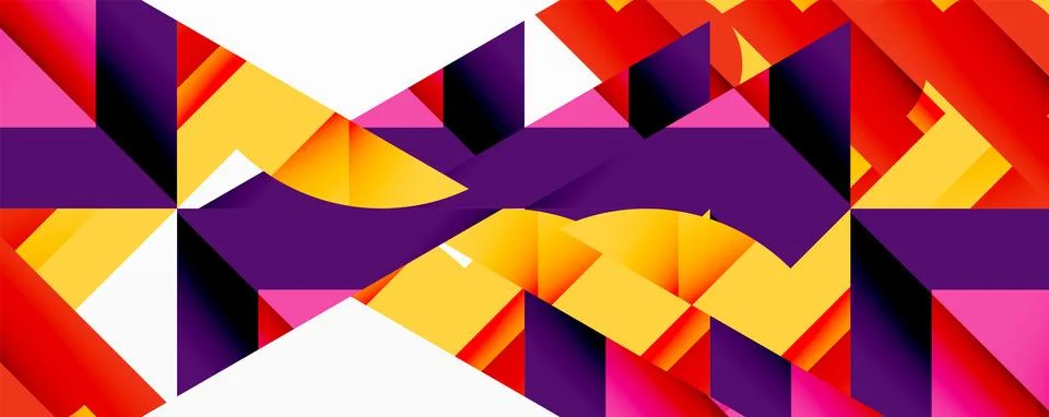 Abstract geometric artwork with interwoven angular and curved shapes, dynamic Ilustração Stock