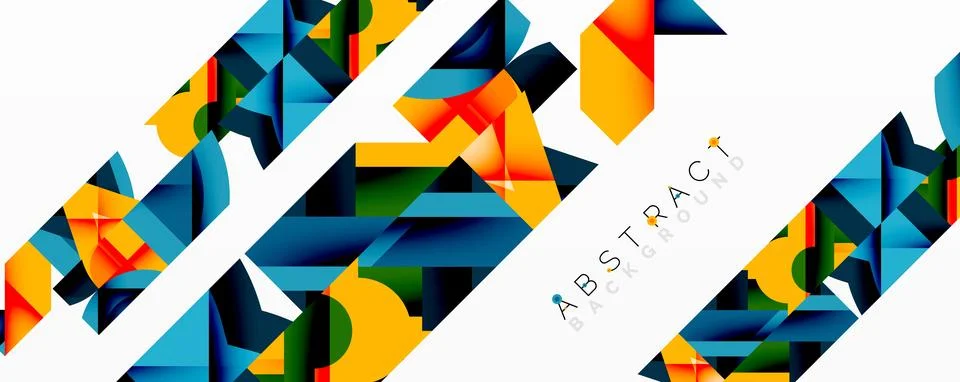 Abstract geometric artwork with interwoven angular and curved shapes, dynamic Stock Illustration