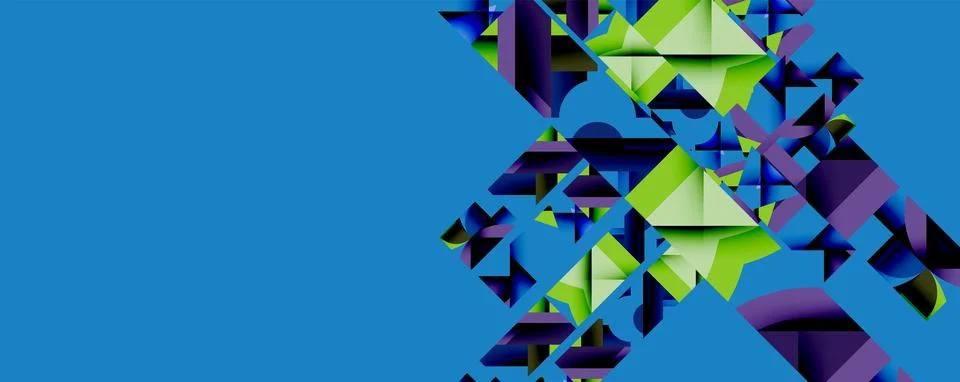 Abstract geometric artwork with interwoven angular and curved shapes, dynamic Illustrazione stock