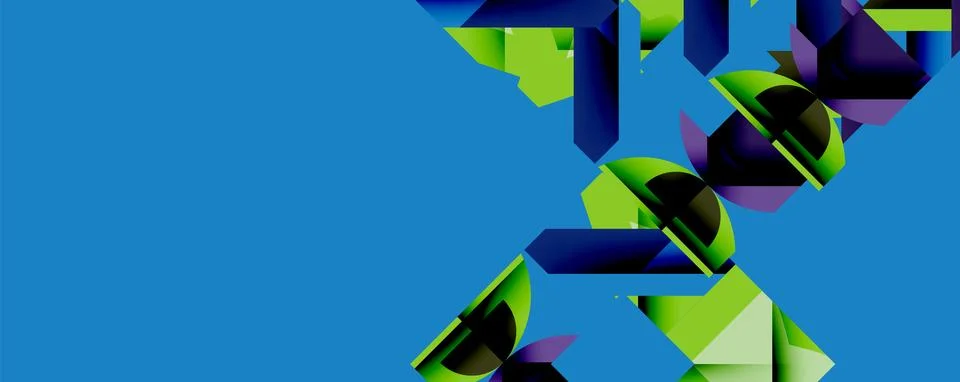 Abstract geometric artwork with interwoven angular and curved shapes, dynamic Stockillustratie