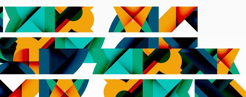 Abstract geometric artwork with interwoven angular and curved shapes, dynamic 스톡 일러스트