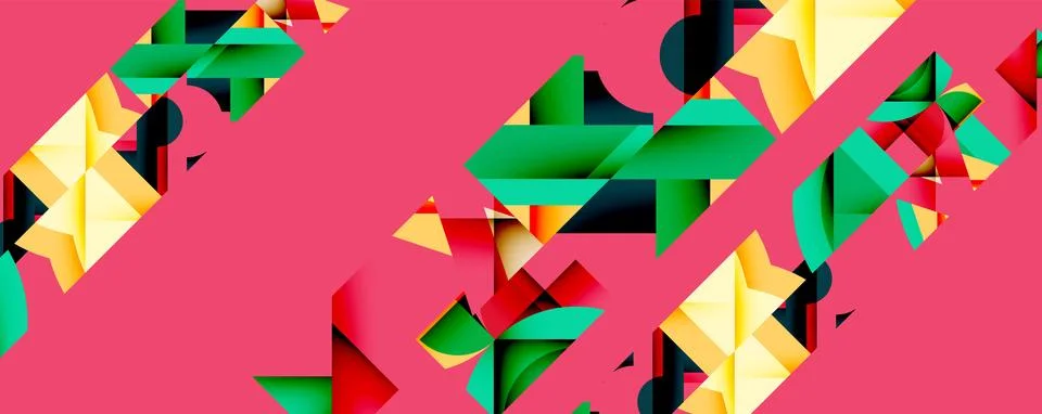 Abstract geometric artwork with interwoven angular and curved shapes, dynamic Stockillustratie
