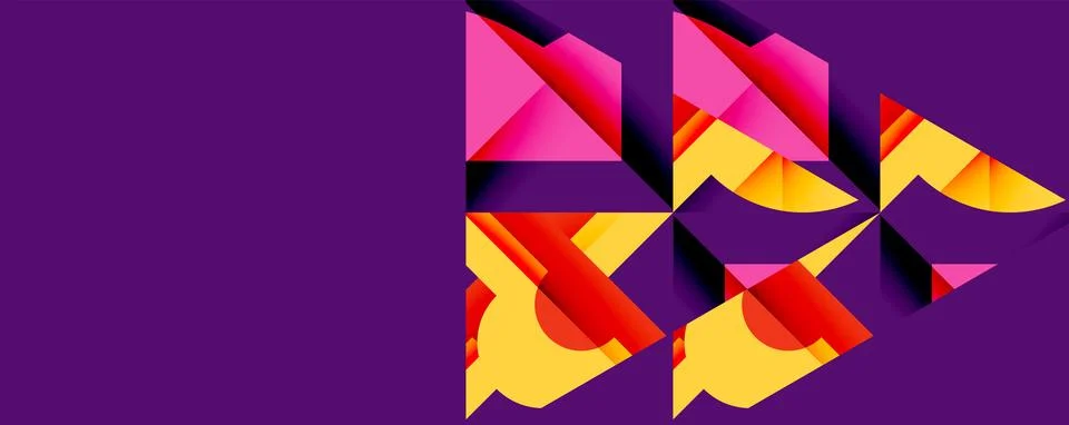 Abstract geometric artwork with interwoven angular and curved shapes, dynamic Stock Illustration