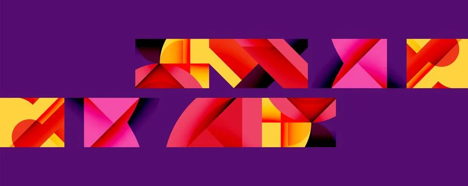 Abstract geometric artwork with interwoven angular and curved shapes, dynamic Ilustração Stock