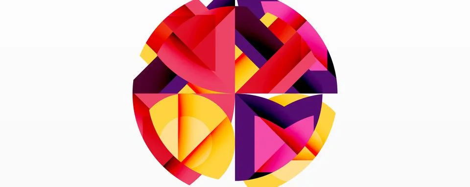 Abstract geometric artwork with interwoven angular and curved shapes, dynamic Stock Illustration