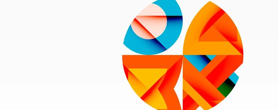 Abstract geometric artwork with interwoven angular and curved shapes, dynamic Ilustração Stock