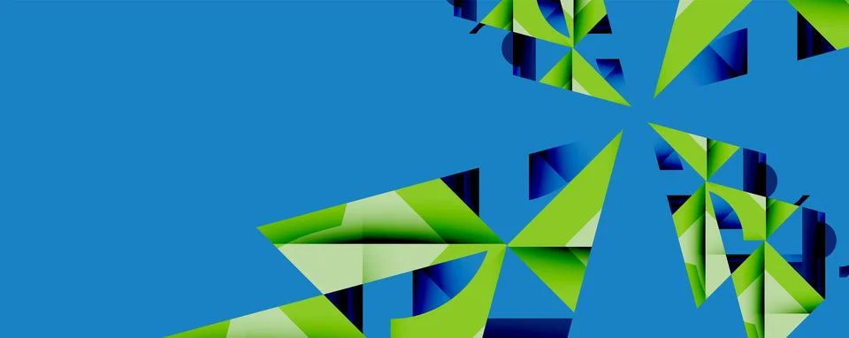 Abstract geometric artwork with interwoven angular and curved shapes, dynamic Stock Illustration