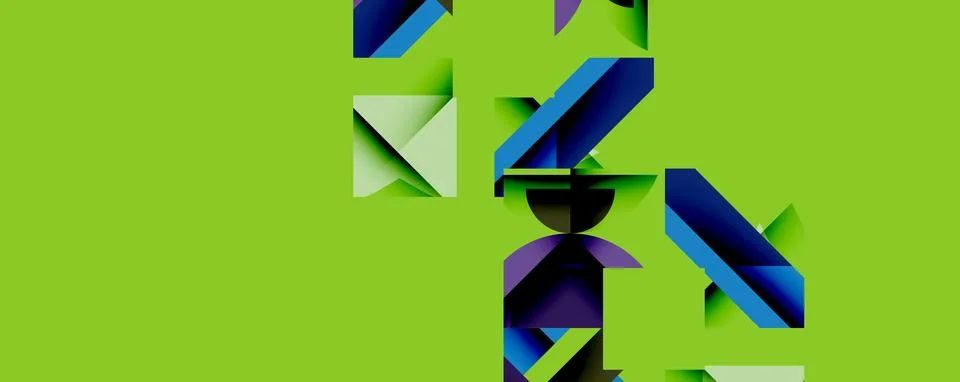 Abstract geometric artwork with interwoven angular and curved shapes, dynamic Illustrazione stock