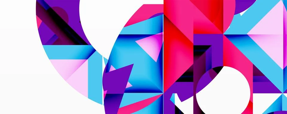 Abstract geometric artwork with interwoven angular and curved shapes, dynamic Stockillustratie