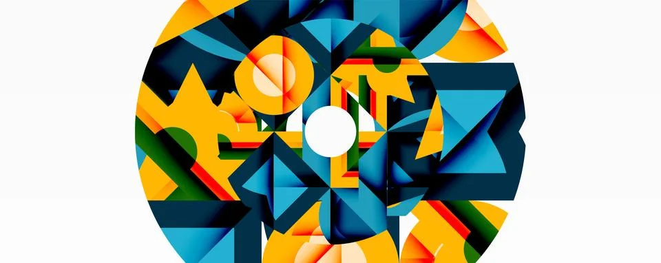 Abstract geometric artwork with interwoven angular and curved shapes, dynamic イラスト素材