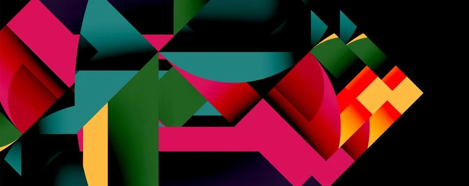 Abstract geometric artwork with interwoven angular and curved shapes, dynamic Illustrazione stock