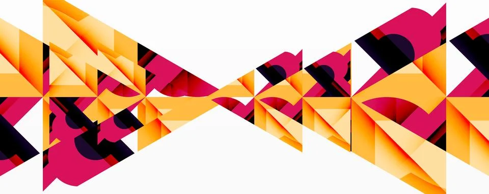 Abstract geometric artwork with interwoven angular and curved shapes, dynamic Stock Illustration