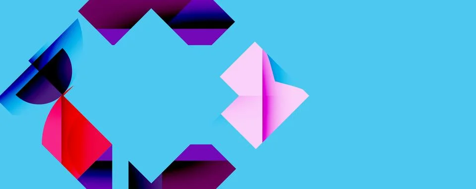 Abstract geometric artwork with interwoven angular and curved shapes, dynamic Stockillustratie