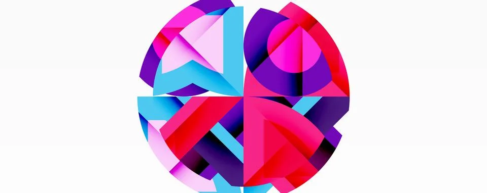 Abstract geometric artwork with interwoven angular and curved shapes, dynamic Stock Illustration