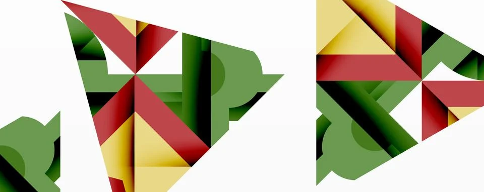 Abstract geometric artwork with interwoven angular and curved shapes, dynamic Stock Illustration