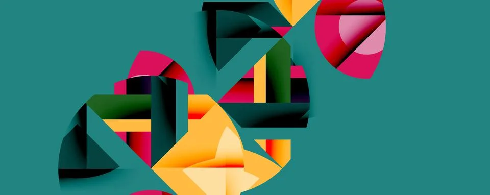Abstract geometric artwork with interwoven angular and curved shapes, dynamic Ilustração Stock