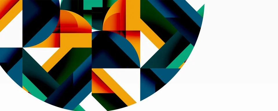Abstract geometric artwork with interwoven angular and curved shapes, dynamic Stock Illustration