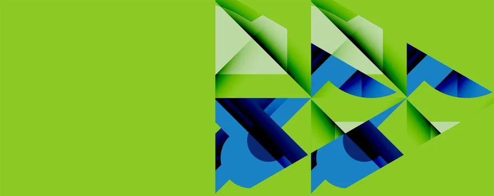 Abstract geometric artwork with interwoven angular and curved shapes, dynamic Stock Illustration