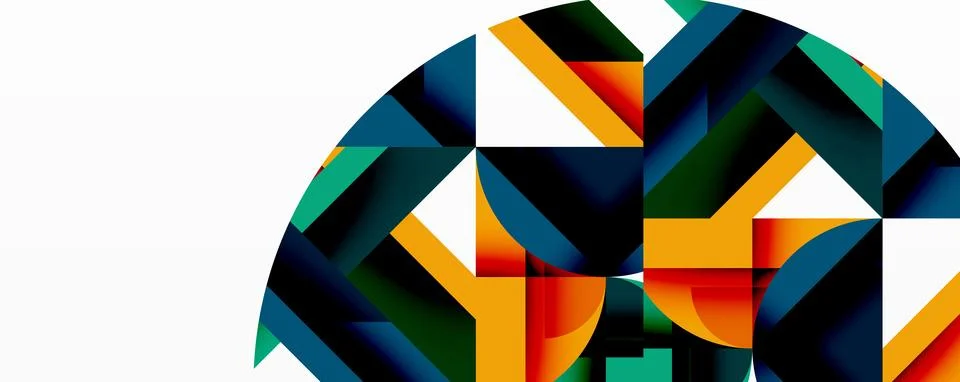 Abstract geometric artwork with interwoven angular and curved shapes, dynamic Stock Illustration
