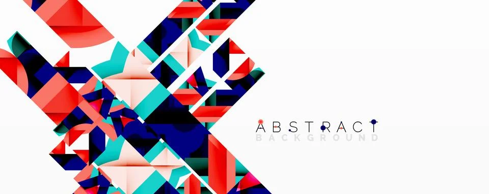 Abstract geometric artwork with interwoven angular and curved shapes, dynamic Stockillustratie