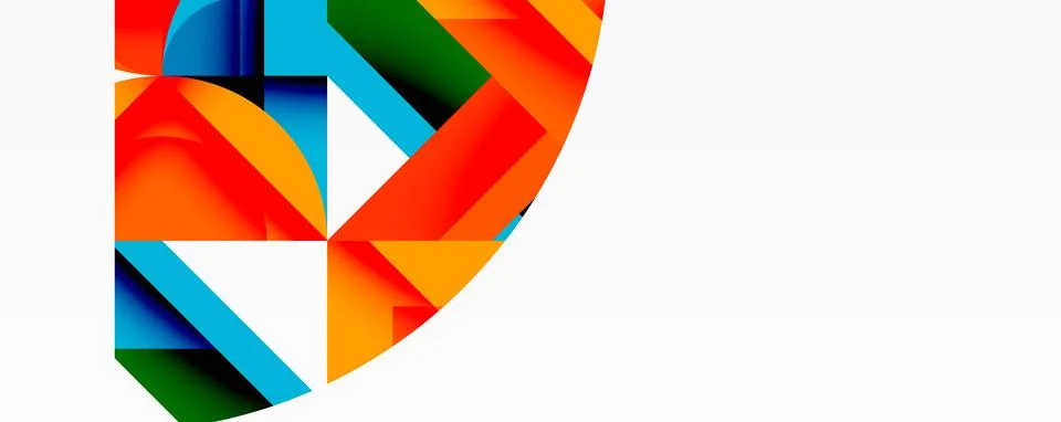 Abstract geometric artwork with interwoven angular and curved shapes, dynamic Stock Illustration