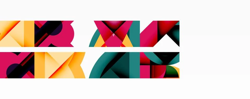 Abstract geometric artwork with interwoven angular and curved shapes, dynamic Ilustração Stock