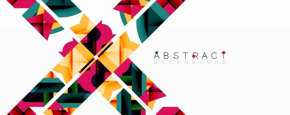 Abstract geometric artwork with interwoven angular and curved shapes, dynamic Stock Illustration